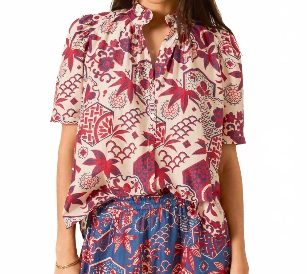 NEW ALIX OF BOHEMIA winnie hive shirt in crimson